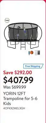 Walmart YORIN 12FT Trampoline for 5-6 Kids offer