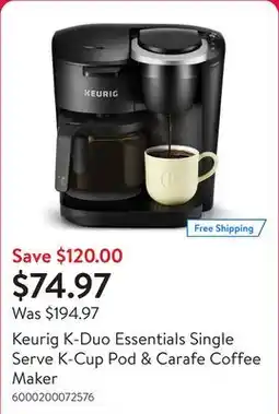 Walmart Keurig K-Duo Essentials Single Serve K-Cup Pod & Carafe Coffee Maker offer