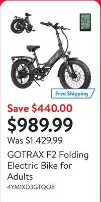 Walmart GOTRAX F2 Folding Electric Bike for Adults offer