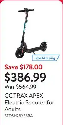 Walmart GOTRAX APEX Electric Scooter for Adults offer