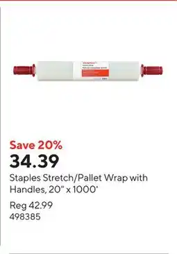 Staples Staples Stretch/Pallet Wrap with Handles, 20 x 1000' offer
