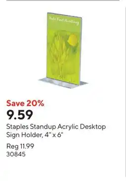 Staples Staples Standup Acrylic Desktop Sign Holder, 4 x 6 offer