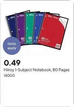 Staples Hilroy 1-Subject Notebook, 80 Pages offer