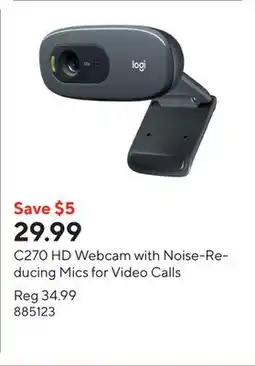 Staples C270 HD Webcam with Noise-Reducing Mics for Video Calls offer