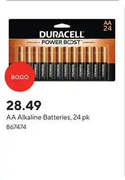 Staples AA Alkaline Batteries, 24 pk offer