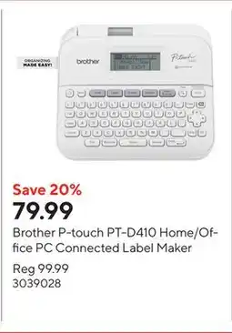 Staples Brother P-touch PT-D410 Home/Office PC Connected Label Maker offer