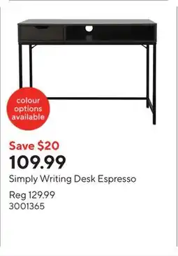 Staples Simply Writing Desk Espresso offer
