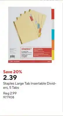 Staples Staples Large Tab Insertable Dividers, 5 Tabs offer