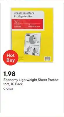 Staples Economy Lightweight Sheet Protectors, 10 Pack offer