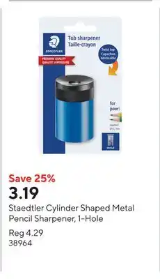 Staples Staedtler Cylinder Shaped Metal Pencil Sharpener, 1-Hole offer