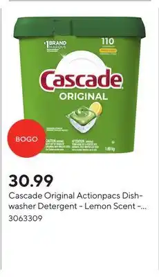 Staples Cascade Original Actionpacs Dishwasher Detergent - Lemon Scent - 110 Pack offer
