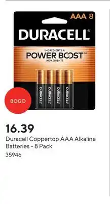 Staples Duracell Coppertop AAA Alkaline Batteries - 8 Pack offer