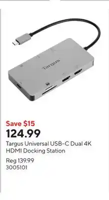 Staples Targus Universal USB-C Dual 4K HDMI Docking Station offer