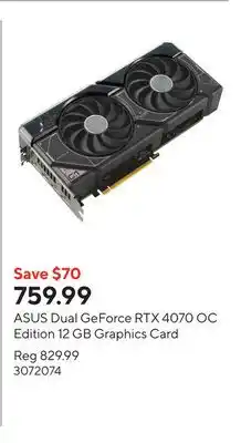 Staples ASUS Dual GeForce RTX 4070 OC Edition 12 GB Graphics Card offer