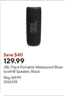 Staples JBL Flip 6 Portable Waterproof Bluetooth Speaker, Black offer