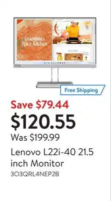 Walmart Lenovo L22i-40 21.5 inch Monitor offer