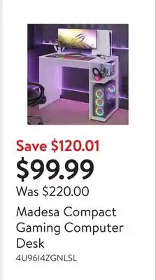 Walmart Madesa Compact Gaming Computer Desk offer