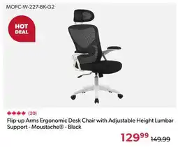 Shopper+ Flip-up Arms Ergonomic Desk Chair with Adjustable Height Lumbar Support - Moustache - Black offer