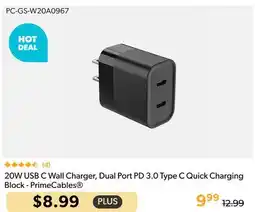 Shopper+ 20W USB C Wall Charger, Dual Port PD 3.0 Type C Quick Charging Block - PrimeCables offer