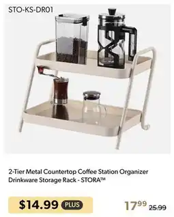 Shopper+ 2-Tier Metal Countertop Coffee Station Organizer Drinkware Storage Rack - STORA offer