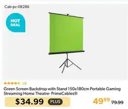 Shopper+ Green Screen Backdrop with Stand 150x180cm Portable Gaming Streaming Home Theatre- PrimeCables offer