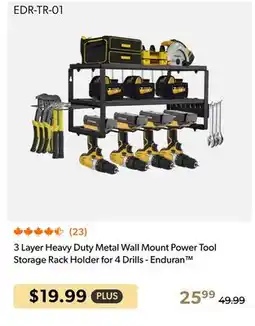 Shopper+ 3 Layer Heavy Duty Metal Wall Mount Power Tool Storage Rack Holder for 4 Drills - Enduran offer
