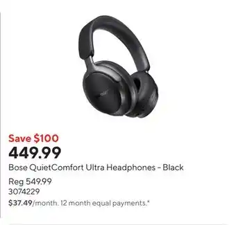 Staples Bose QuietComfort Ultra Headphones - Black offer