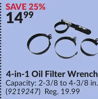 Princess Auto 4-in-1 Oil Filter Wrench offer