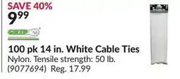 Princess Auto 100 pk 14 in. White Cable Ties offer