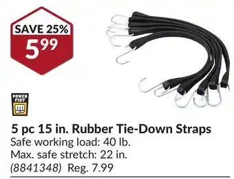 Princess Auto 5 pc 15 in. Rubber Tie-Down Straps offer