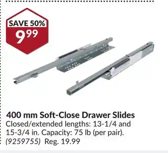 Princess Auto 400 mm Soft-Close Drawer Slides offer
