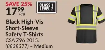Princess Auto Black High-Vis Short-Sleeve Safety T-Shirts offer