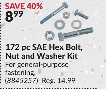 Princess Auto 172 pc SAE Hex Bolt, Nut and Washer Kit offer