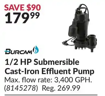 Princess Auto 1/2 HP Submersible Cast-Iron Effluent Pump offer