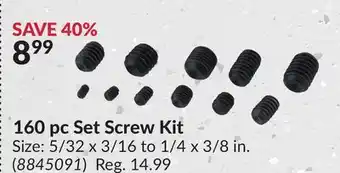Princess Auto 160 pc Set Screw Kit offer