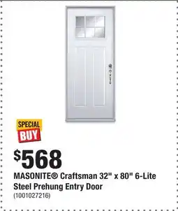 Home Depot MASONITE Craftsman 32 x 80 6-Lite Steel Prehung Entry Door offer