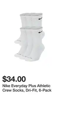 Sport Chek Nike Everyday Plus Athletic Crew Socks, Dri-Fit, 6-Pack offer