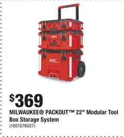 Home Depot MILWAUKEE PACKOUT 22 Modular Tool Box Storage System offer