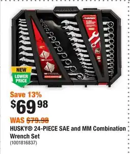 Home Depot HUSKY 24-PIECE SAE and MM Combination Wrench Set offer