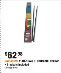 Home Depot EXCLUSIVE VERANDA 6' Horizontal Rail Kit • Brackets Included offer