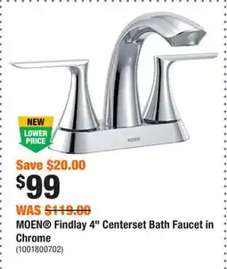 Home Depot MOEN Findlay 4 Centerset Bath Faucet in Chrome offer