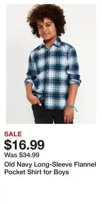 Old Navy Old Navy Long-Sleeve Flannel Pocket Shirt for Boys offer