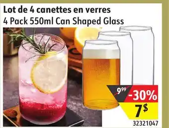 Sushi Shop 4 Pack 550ml Can Shaped Glass offer