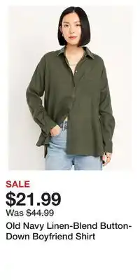 Old Navy Old Navy Linen-Blend Button-Down Boyfriend Shirt offer