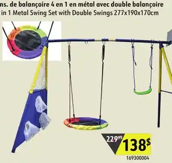 Sushi Shop 4 in 1 Metal Swing Set with Double Swings offer