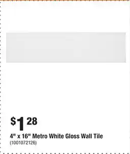 Home Depot 4 x 16 Metro White Gloss Wall Tile offer