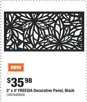 Home Depot 2' x 4' FREESIA Decorative Panel, Black offer
