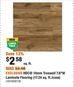 Home Depot EXCLUSIVE HDC 14mm Truswell 7.6W Laminate Flooring (17.24 sq. ft./case) offer