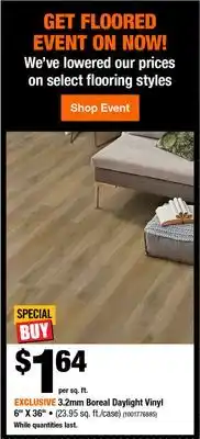 Home Depot 3.2mm Boreal Daylight Vinyl 6x36 offer