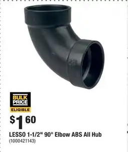 Home Depot LESSO 1-1/2 90° Elbow ABS All Hub offer